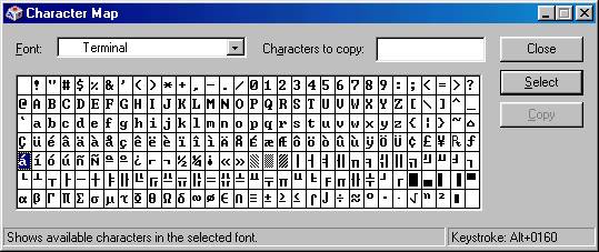 Windows Character Map